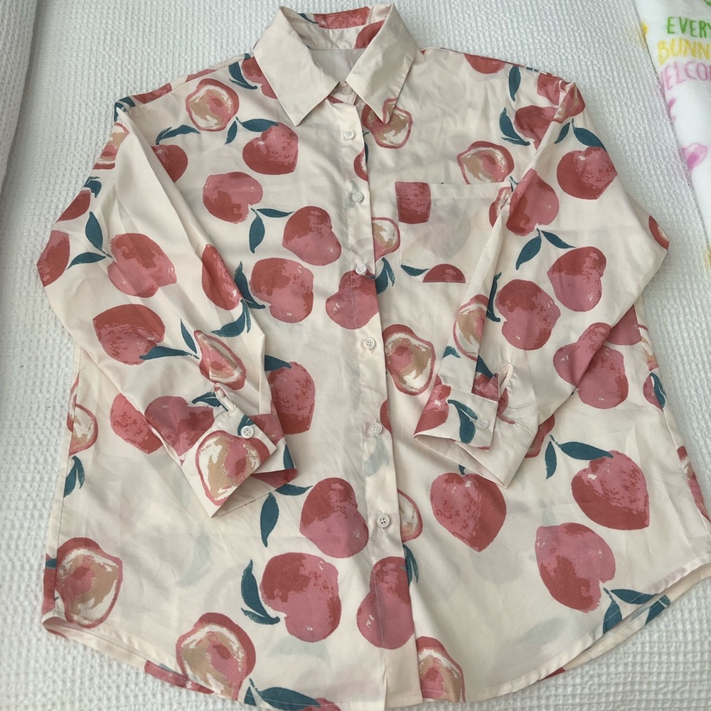 Shein Womens peach collar shirt size S